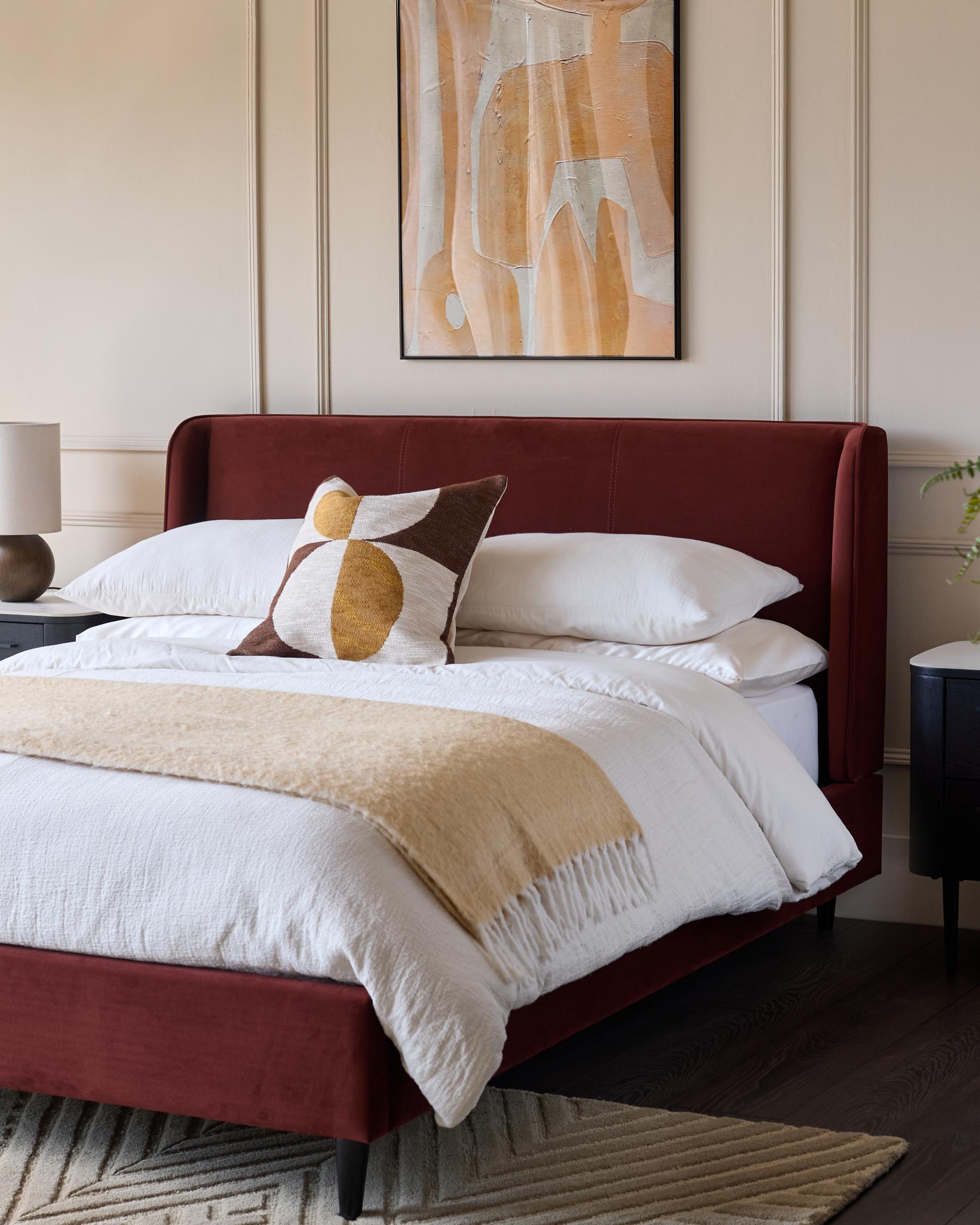 Paolo toffee red velvet double bed