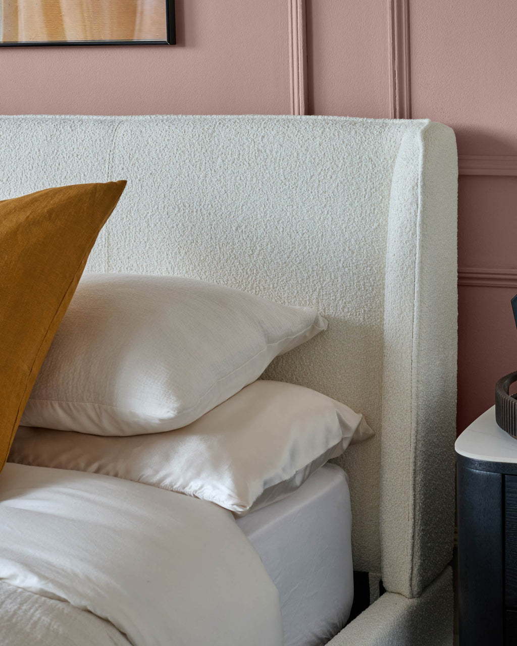 Paolo Ivory Boucle Double Bed