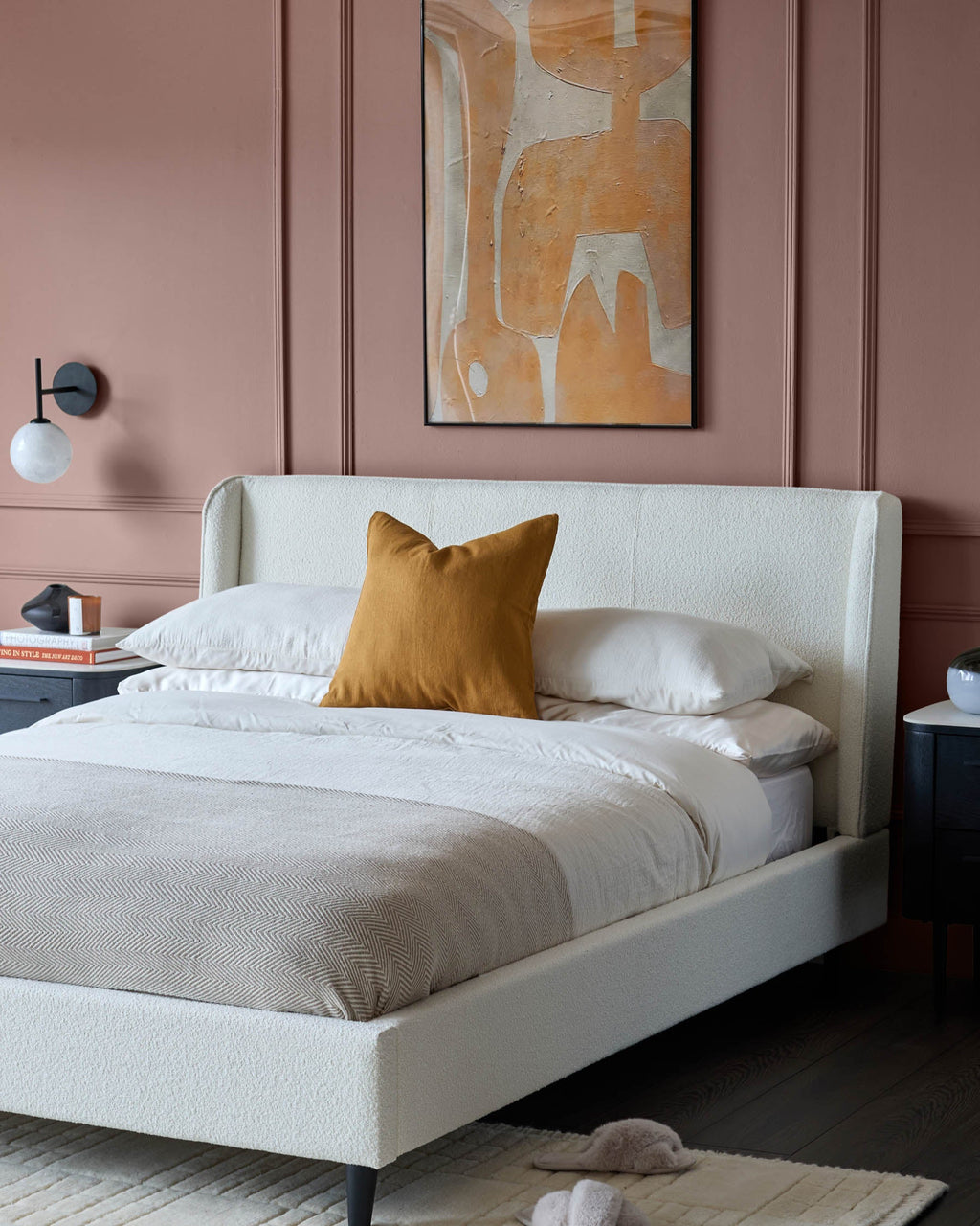 Paolo Ivory Boucle Double Bed