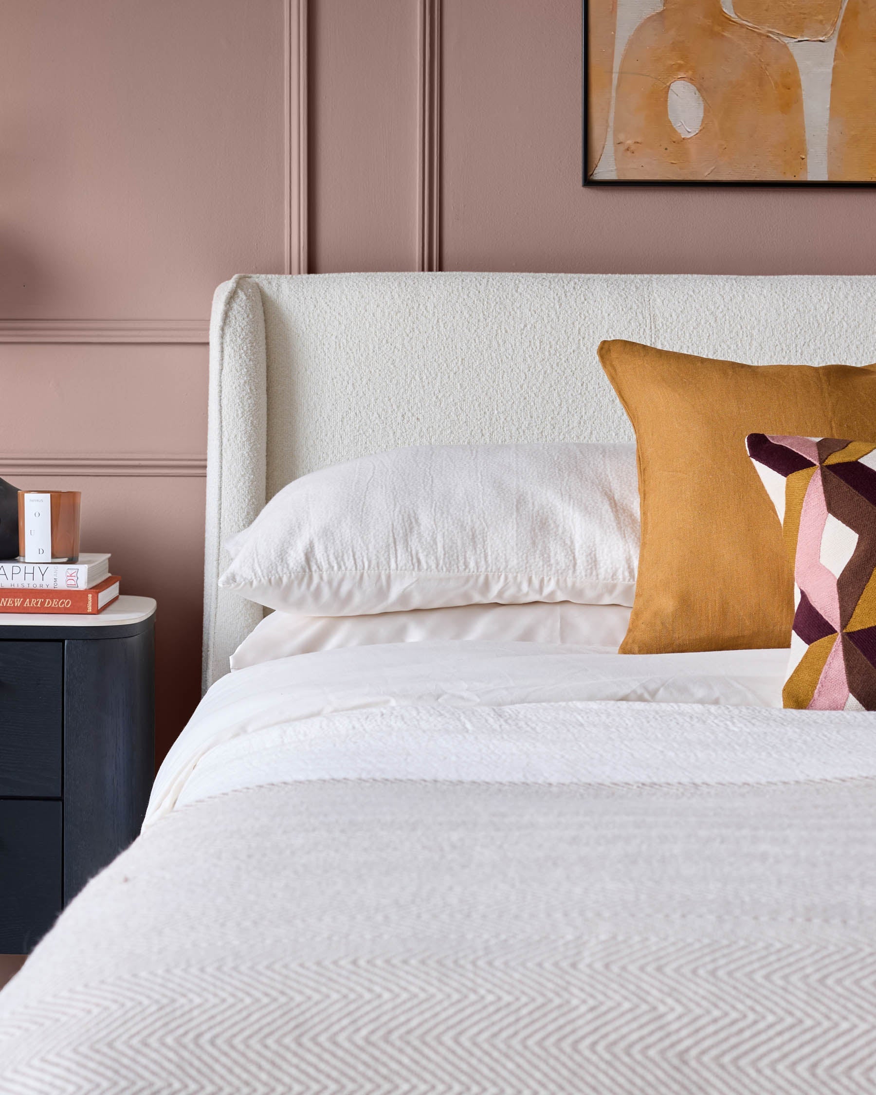 Paolo Ivory Boucle King Size Bed