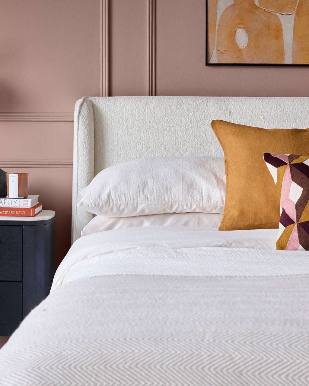 Paolo Ivory Boucle Double Bed