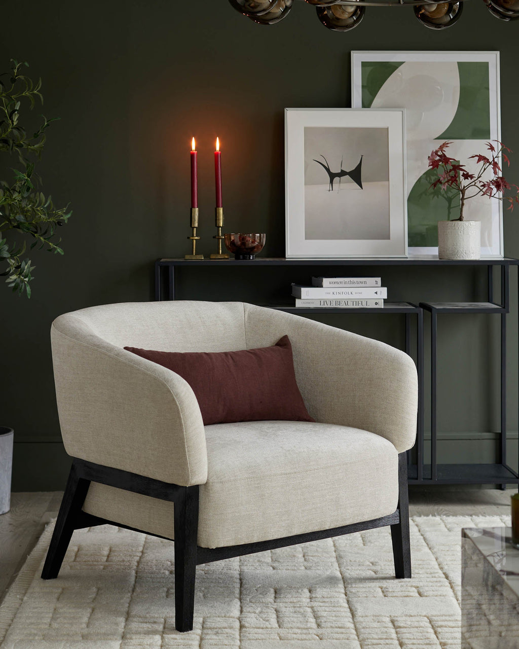 Parker ivory fabric accent chair