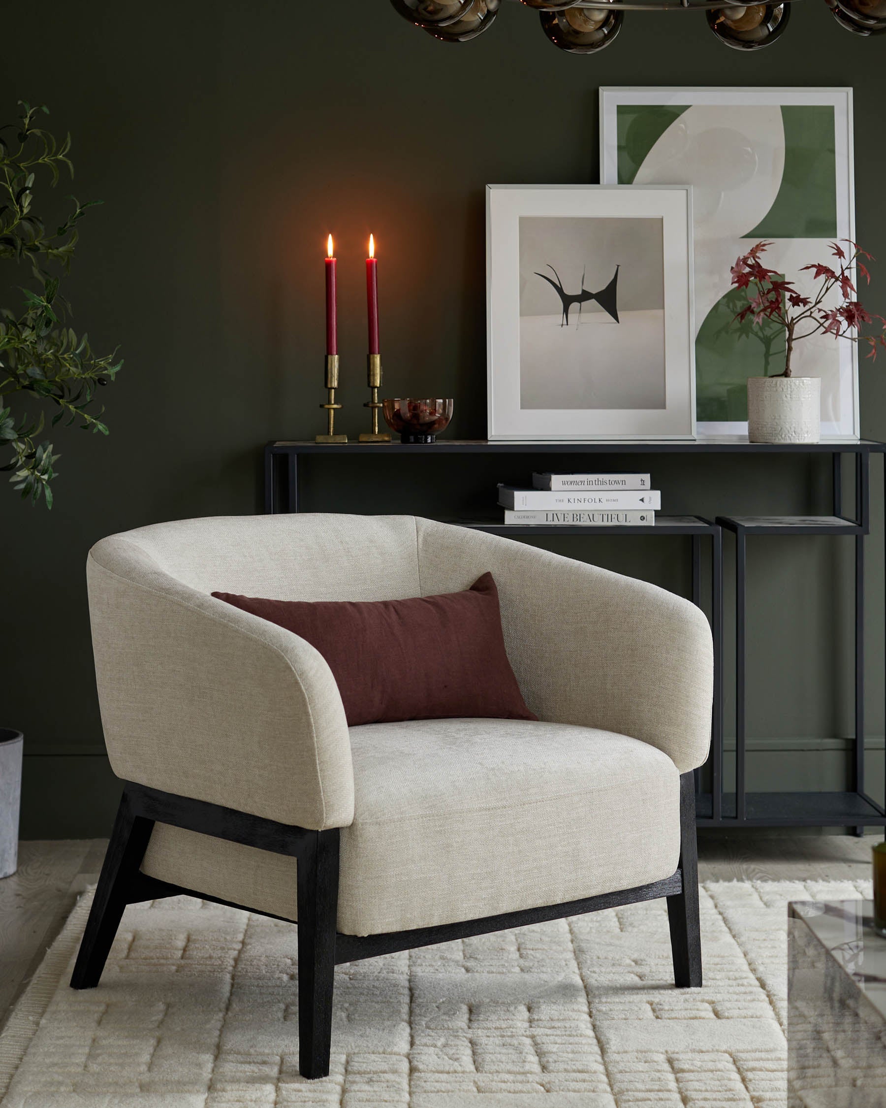 Parker ivory fabric accent chair