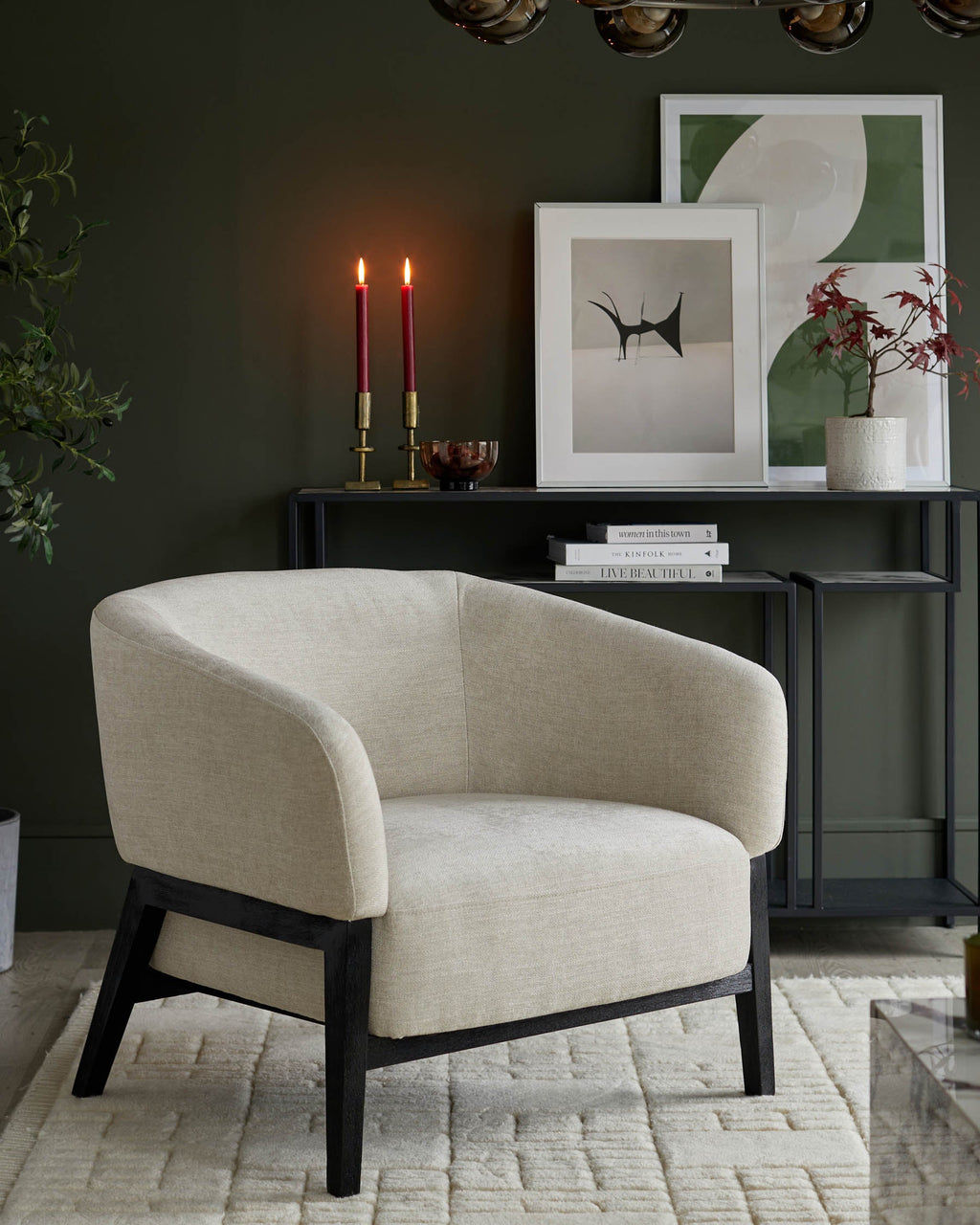 Parker ivory fabric accent chair