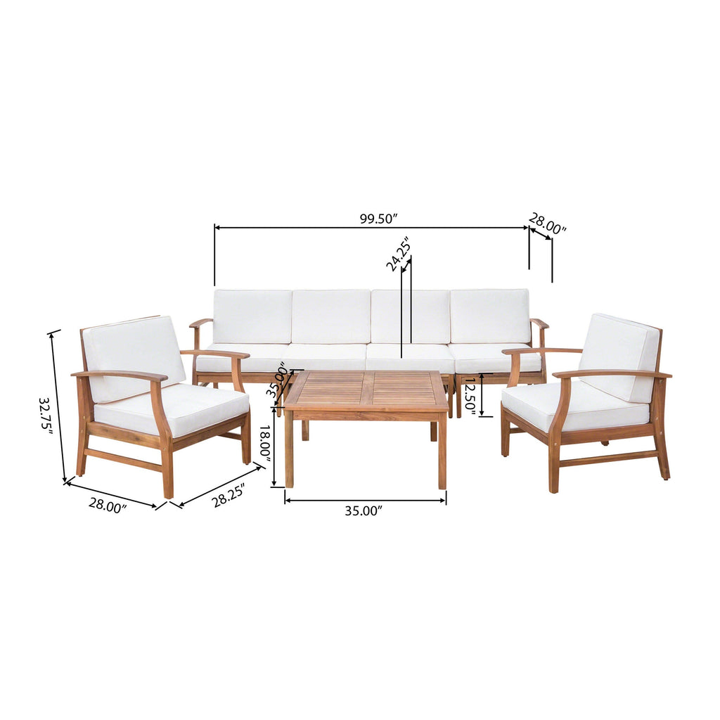 Perla Acacia Wood 7-piece Outdoor Chat Set by Christopher Knight Home