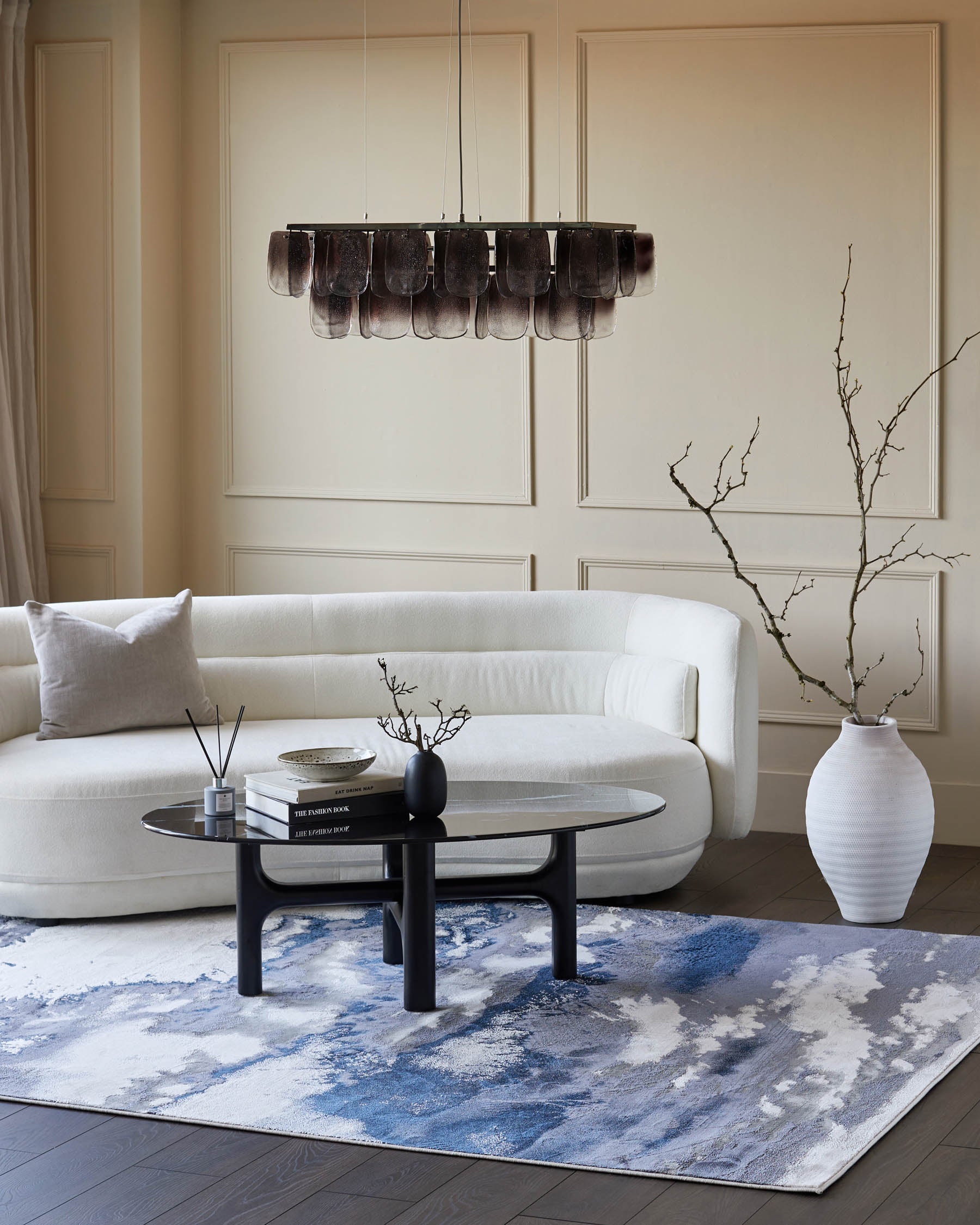 Perla dark navy textured small rug