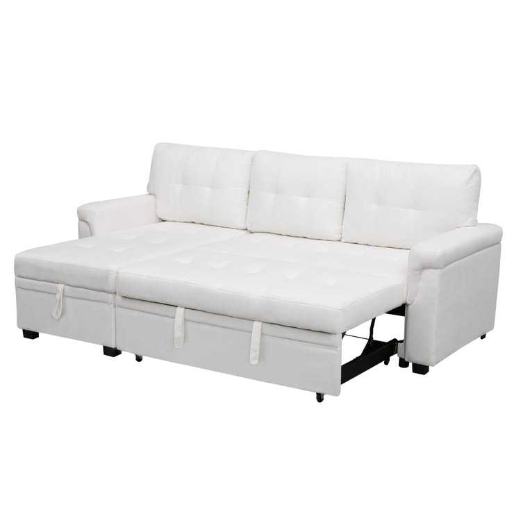 Reversible Sectional Sofa with Pull-Out Sleeper Bed, Hidden Storage Chaise, Durable Legs,