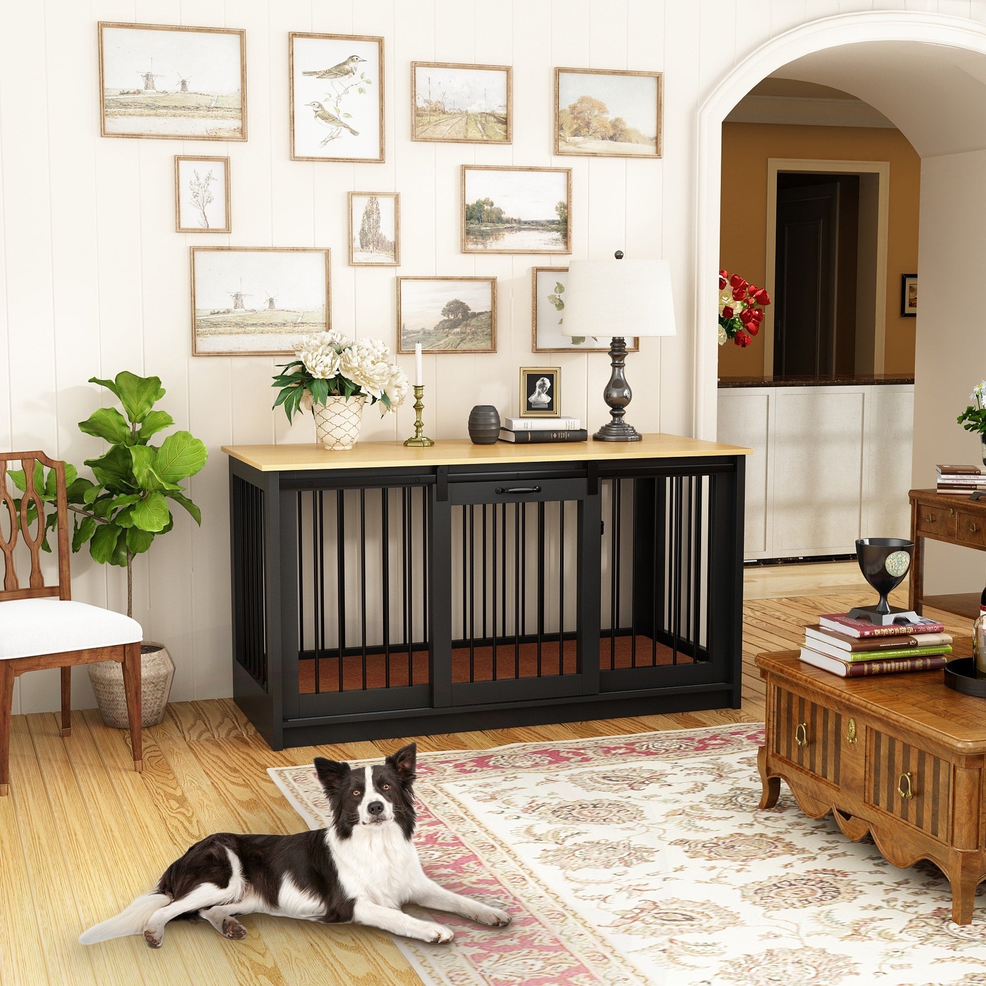 Pet Residence with Iron Tube Reinforcement Stylish & Sturdy Dog Crate