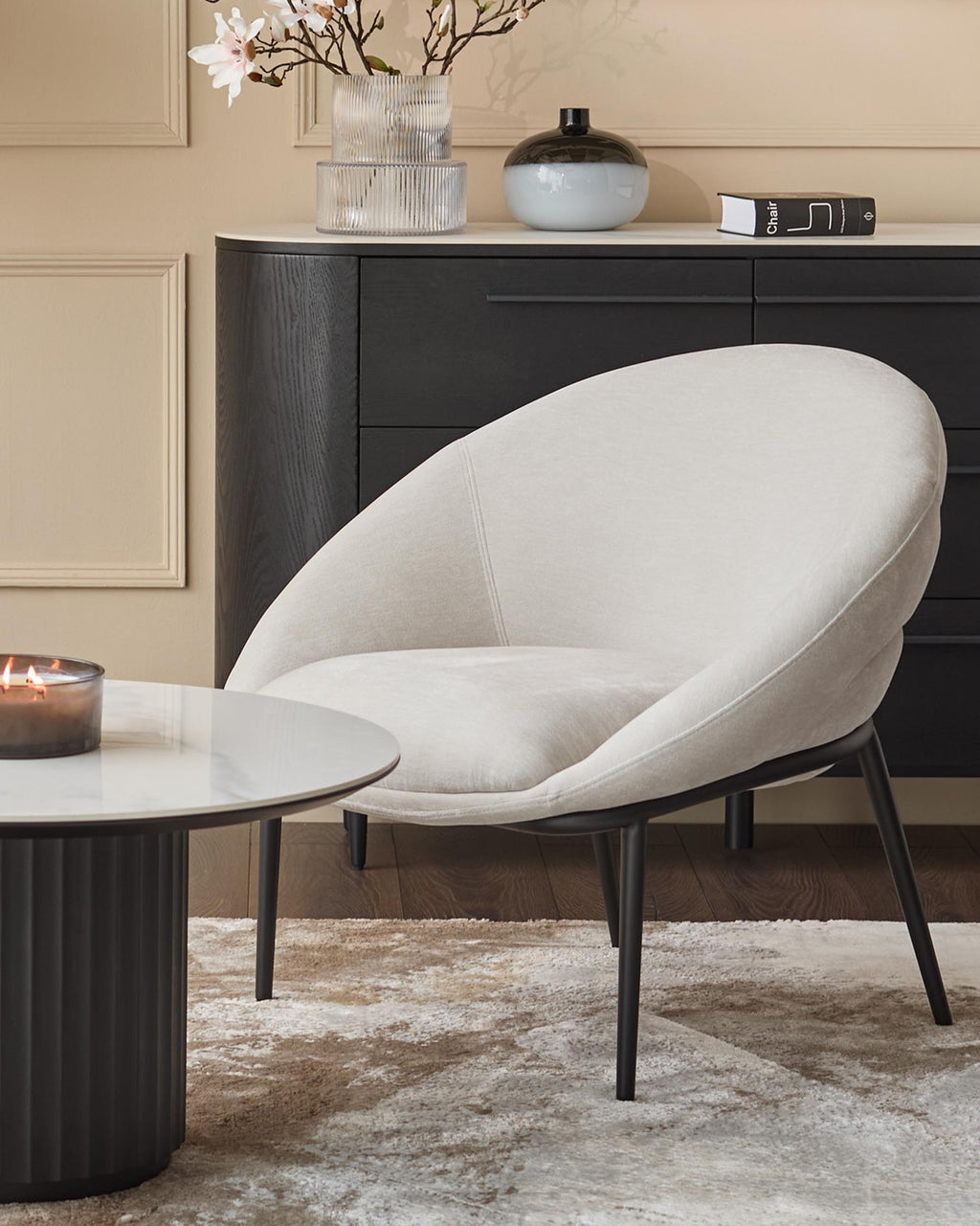 Phoebe grey fabric cocktail chair