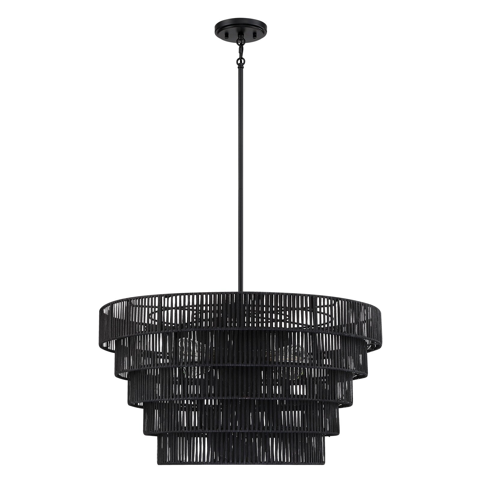 Piersan 5-Light Modern Bohemian Chandelier with Tiered Rattan Shade - 26 in. W