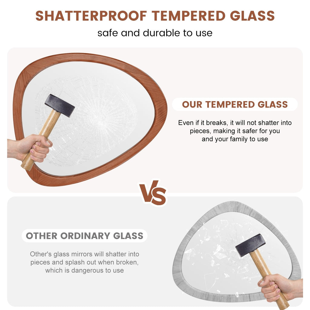 Pine Frame Cobblestone Shaped Asymmetrical Wall Mirror