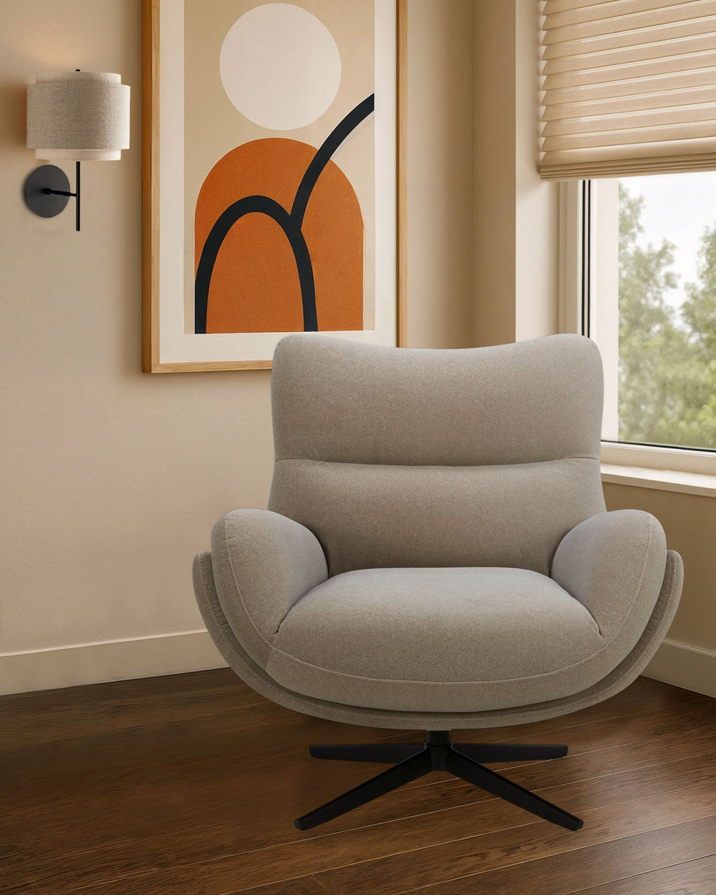 Piper mocha fabric occasional chair with footstool