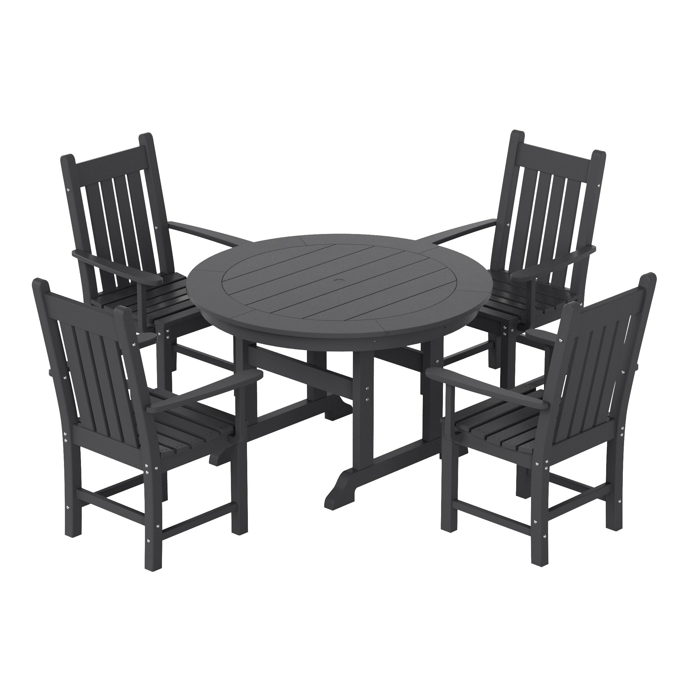 Polytrends Laguna Hdpe All Weather Outdoor Patio Dining Set with Round Table, Armchairs (5-Piece Set)