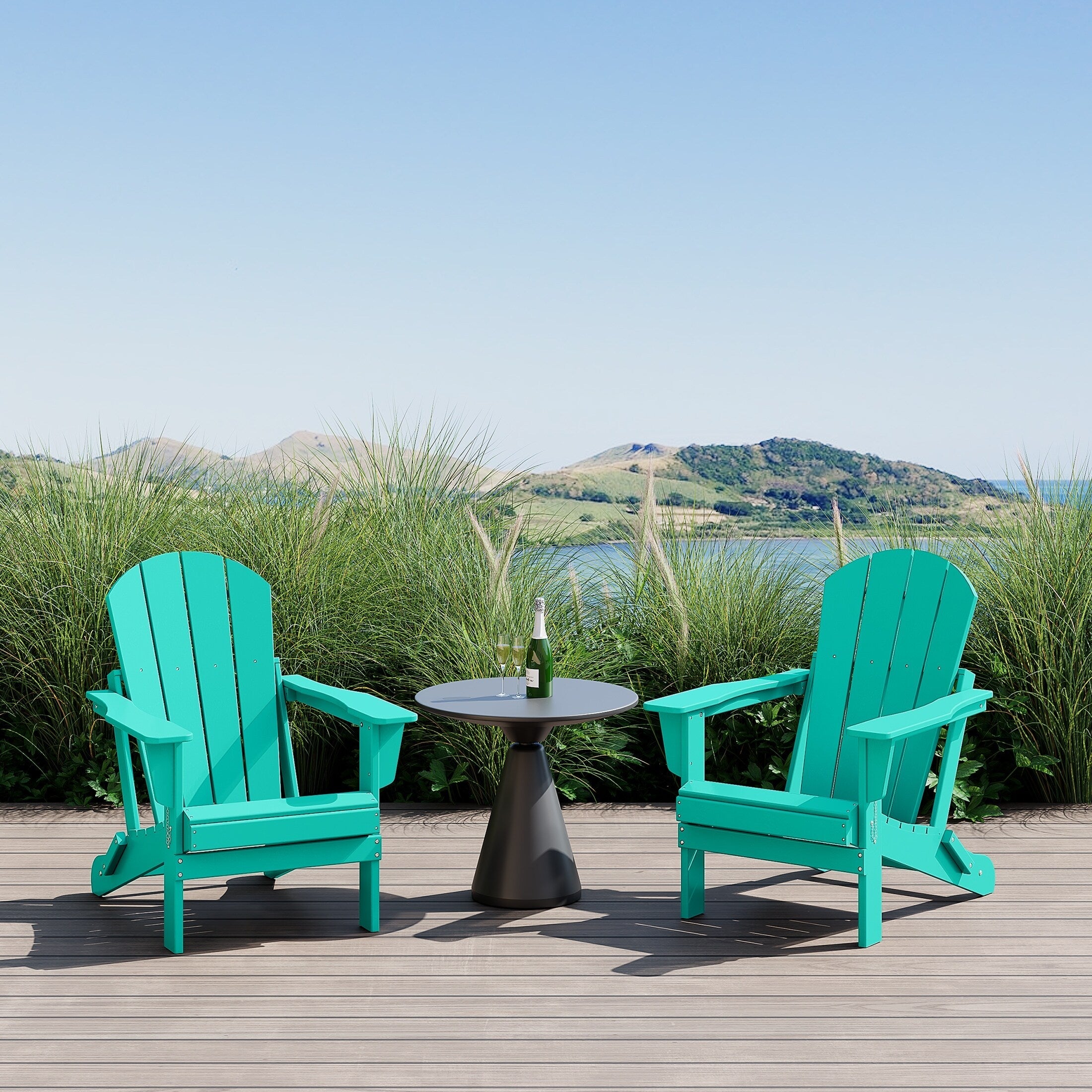 Polytrends Laguna Weather Resistant Outdoor Patio Folding Adirondack Chairs (Set of 2)