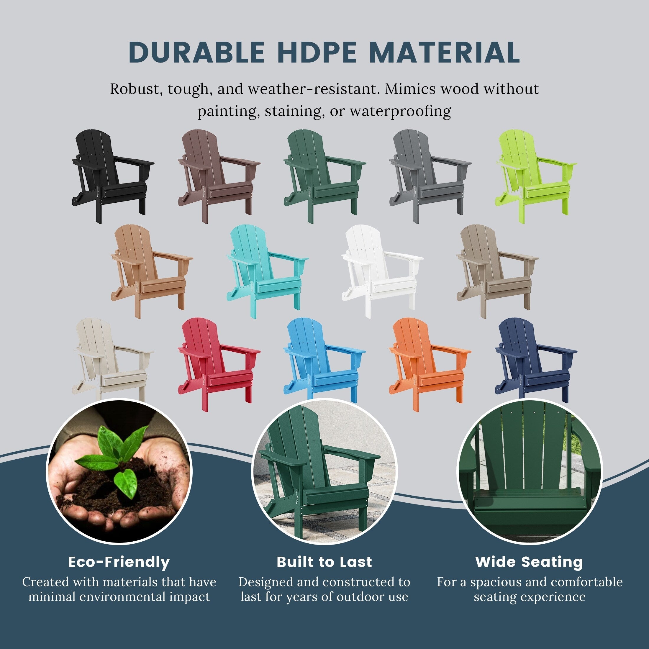 Polytrends Laguna Weather Resistant Outdoor Patio Folding Adirondack Chairs (Set of 2)