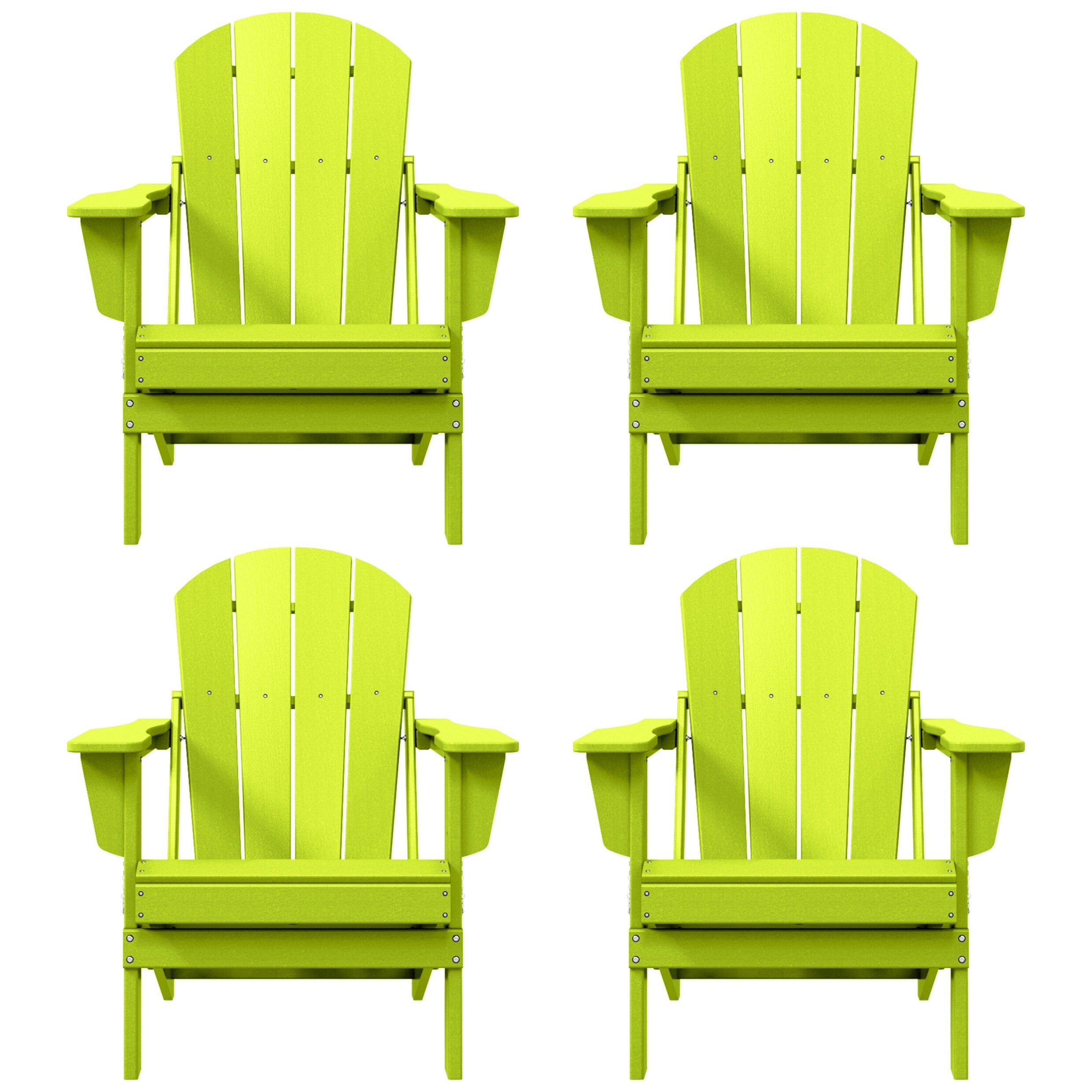 Polytrends Laguna Weather Resistant Outdoor Patio Folding Adirondack Chairs (Set of 4)