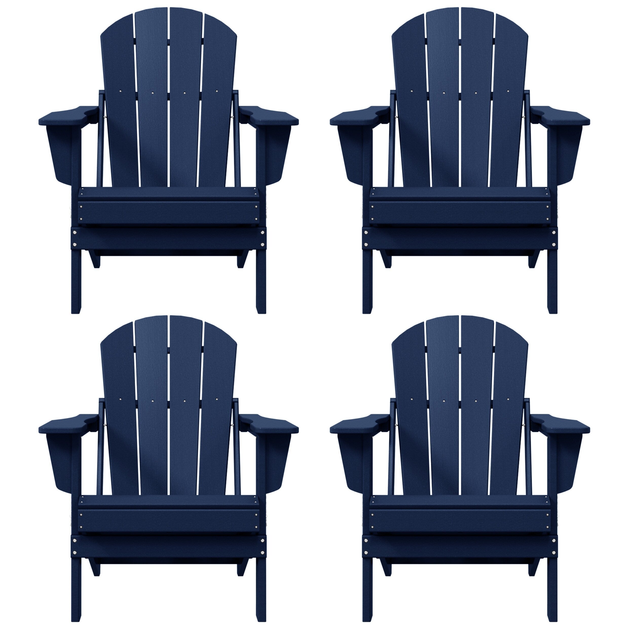 Polytrends Laguna Weather Resistant Outdoor Patio Folding Adirondack Chairs (Set of 4)