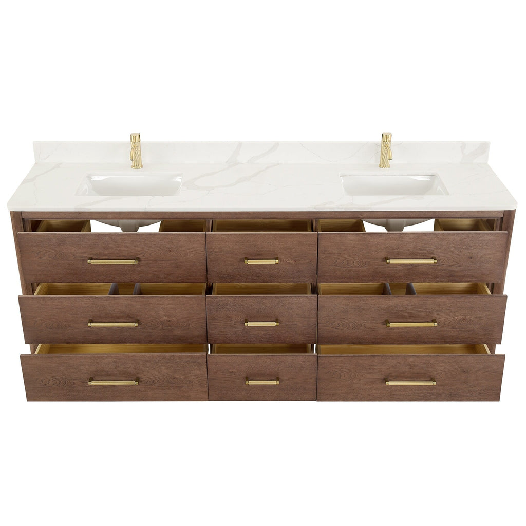 Porto Bath Vanity with White Quartz Stone Top without Mirror