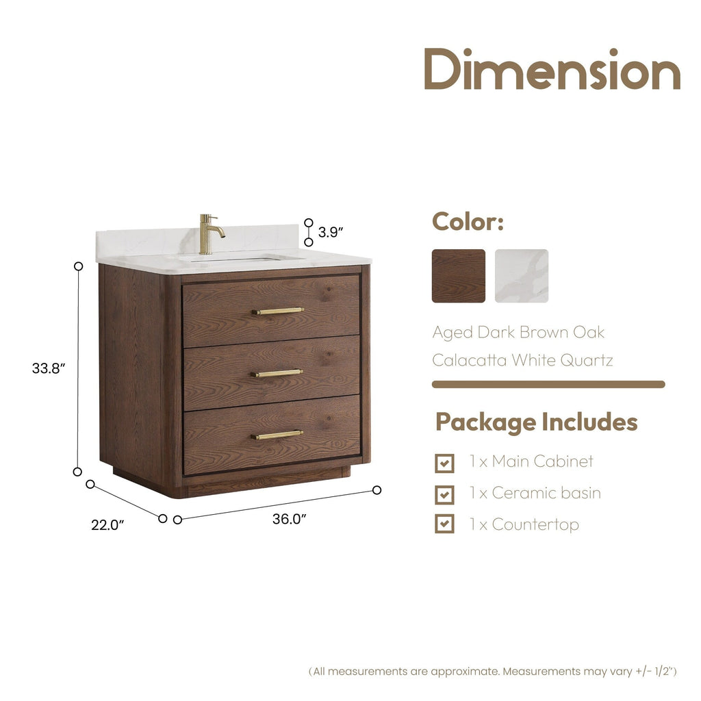 Porto Bath Vanity with White Quartz Stone Top without Mirror