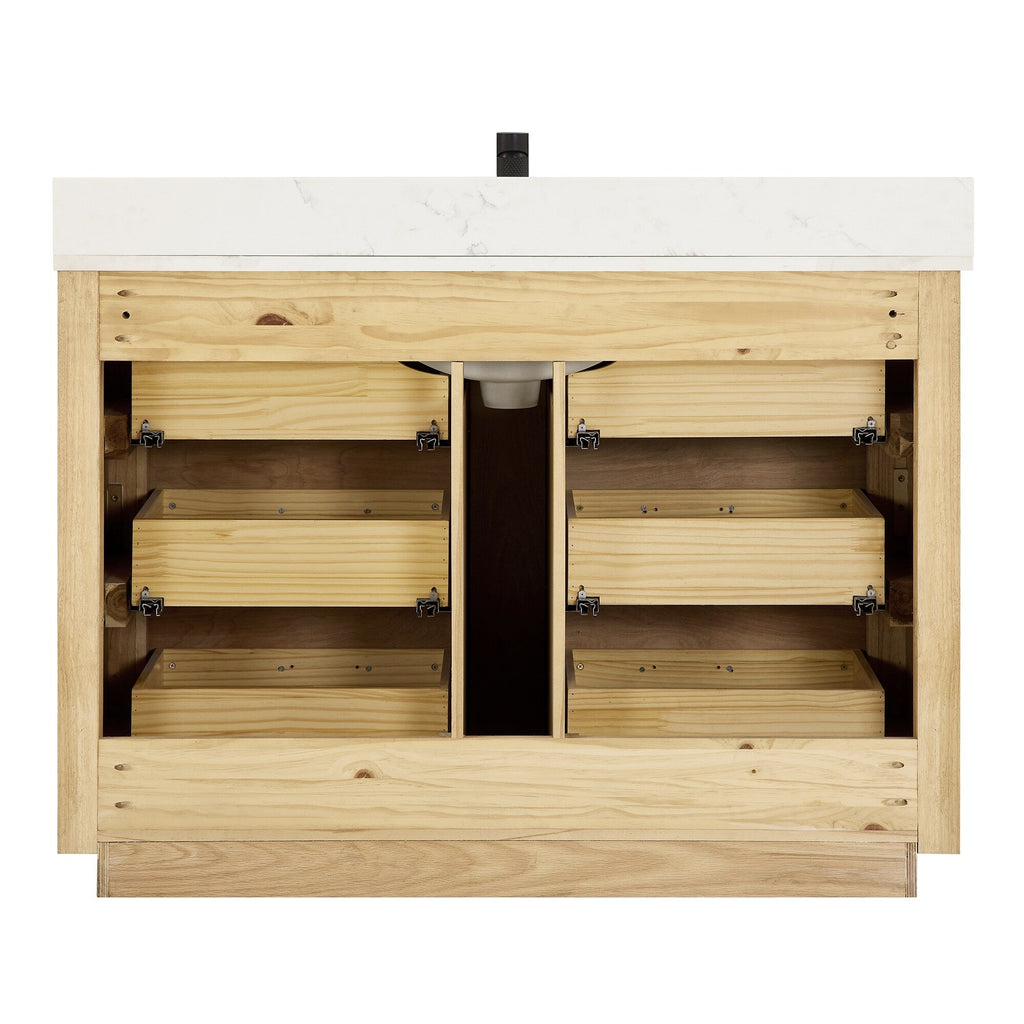 Porto Bath Vanity with White Quartz Stone Top without Mirror