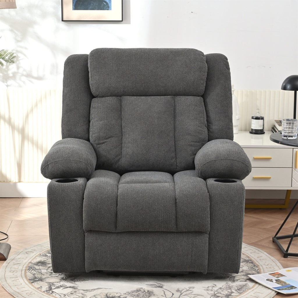 Power Lift Recliner Chair for Elderly, Fabric Lift Chairs w/ Extended Footrest, with 2 Cup Holders,Side Pockets, Remote Control