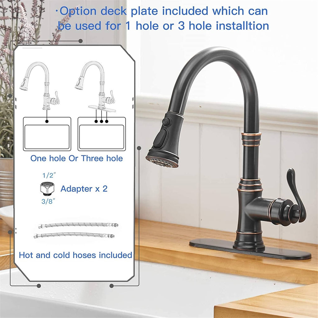 Pull Down Kitchen Faucet Single Handle Modern One Hole Kitchen Sink Faucets With Pull Down Sprayer Basin Tap With Deck Plate