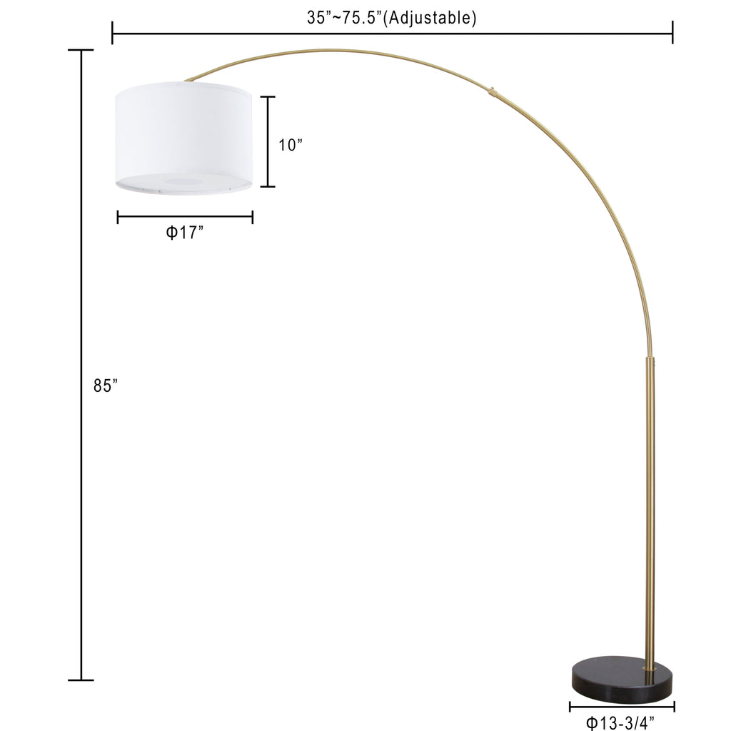 Q-Max 81 Steel Adjustable Arching Floor Lamp With Extra Large Shade and Marble Base