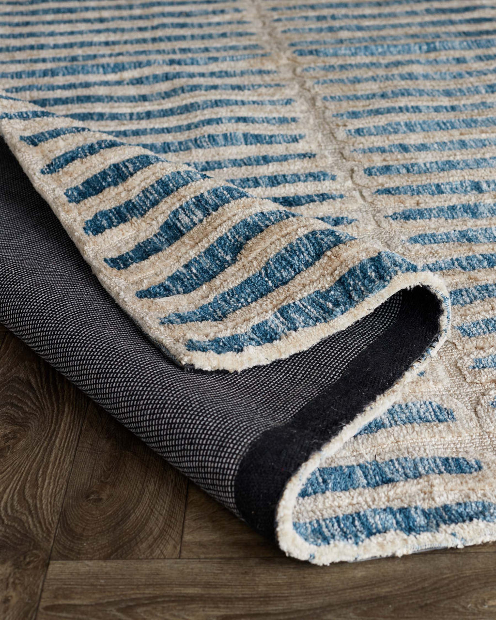 Raine cream and blue textured large rug