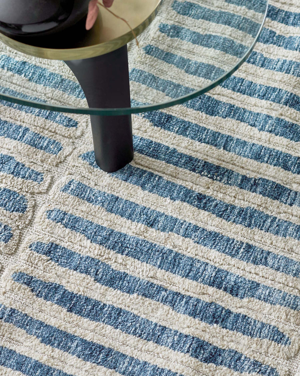 Raine cream and blue textured small rug