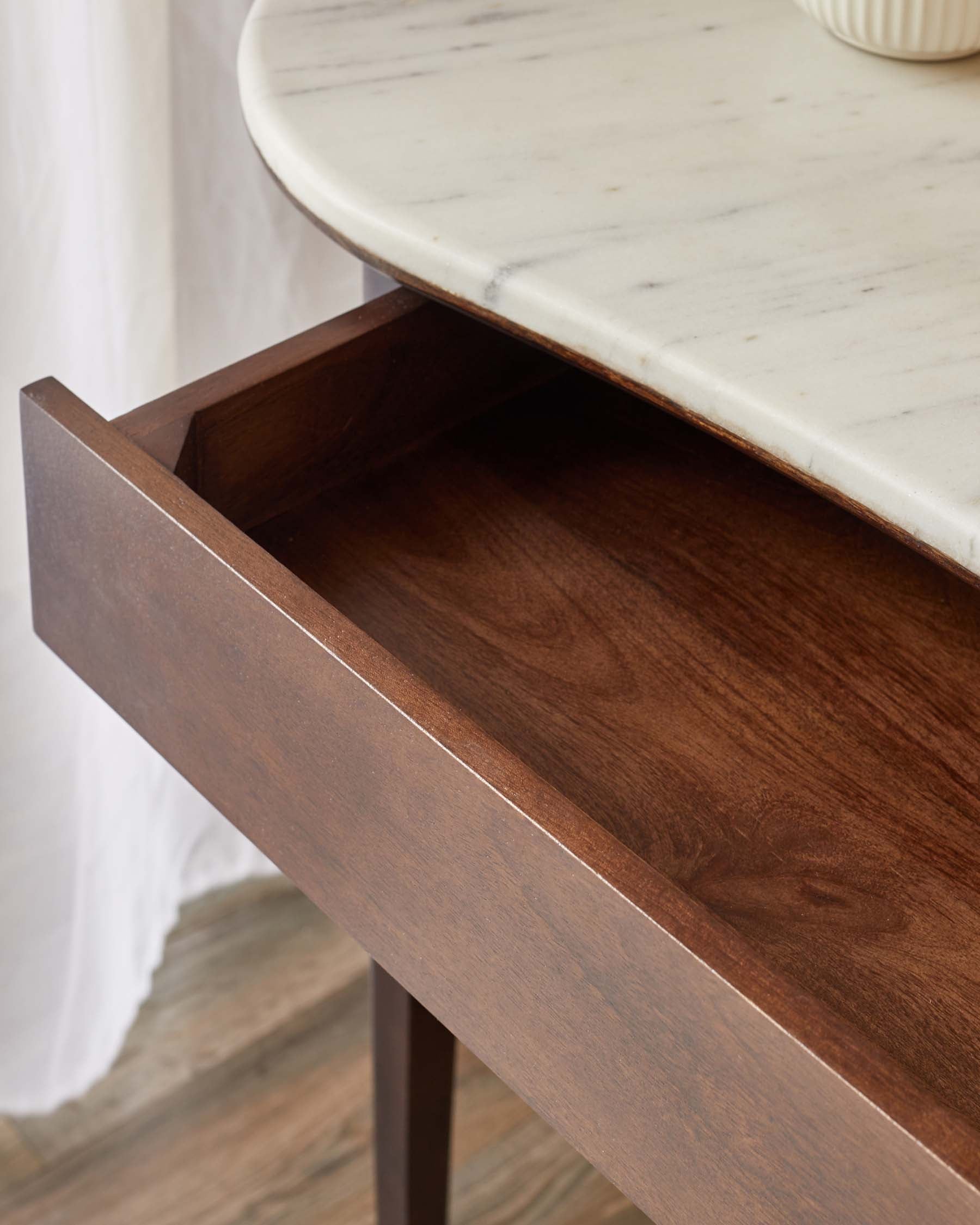 Reagan dark mango wood marble top dressing table