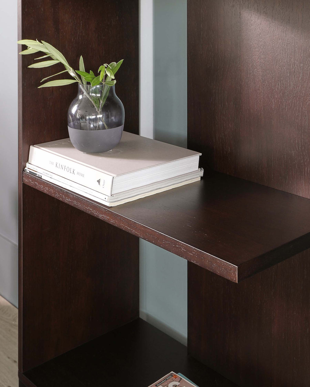 Reed Dark Walnut Tall Storage Shelving Unit With Black Legs