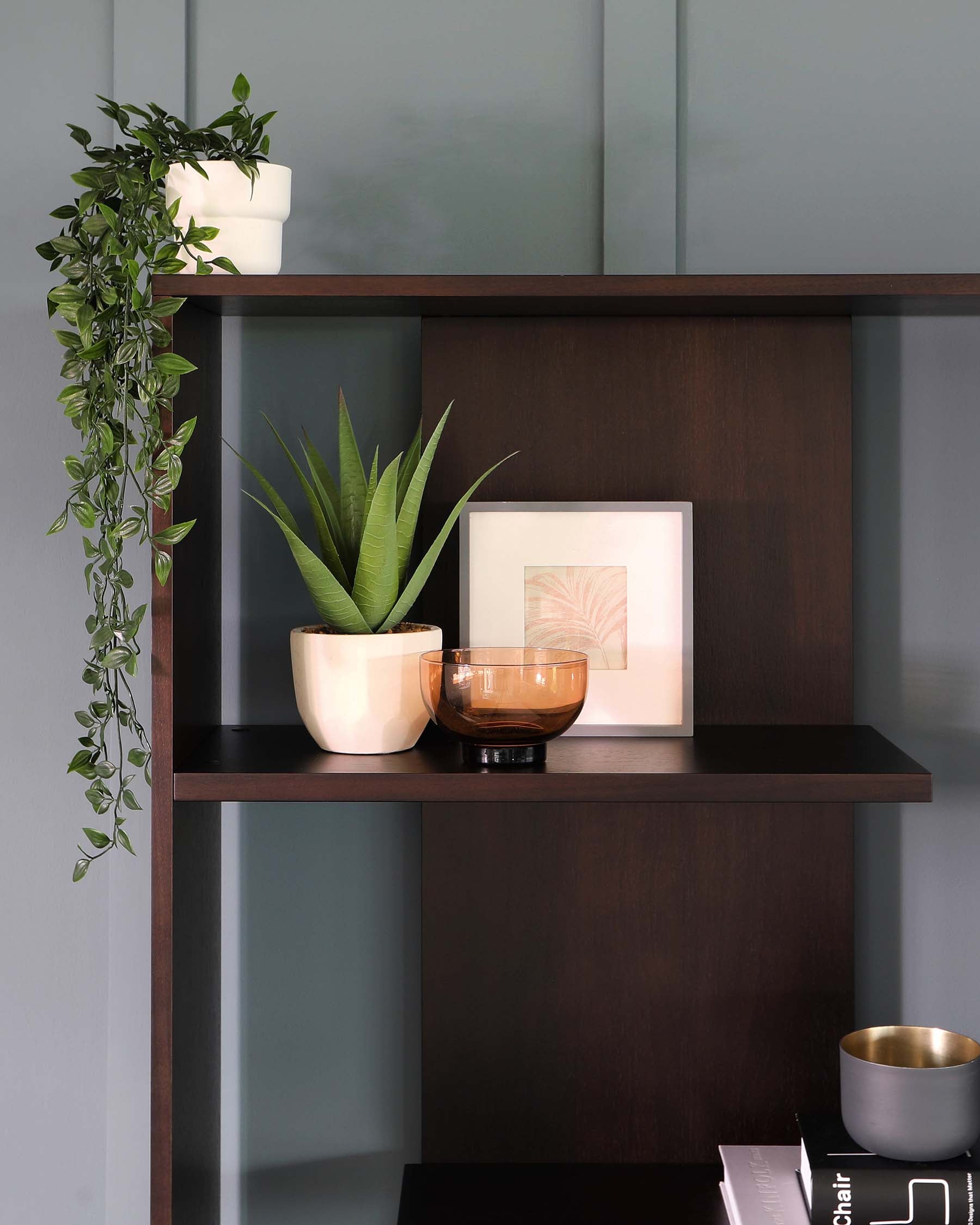 Reed Dark Walnut Tall Storage Shelving Unit With Black Legs