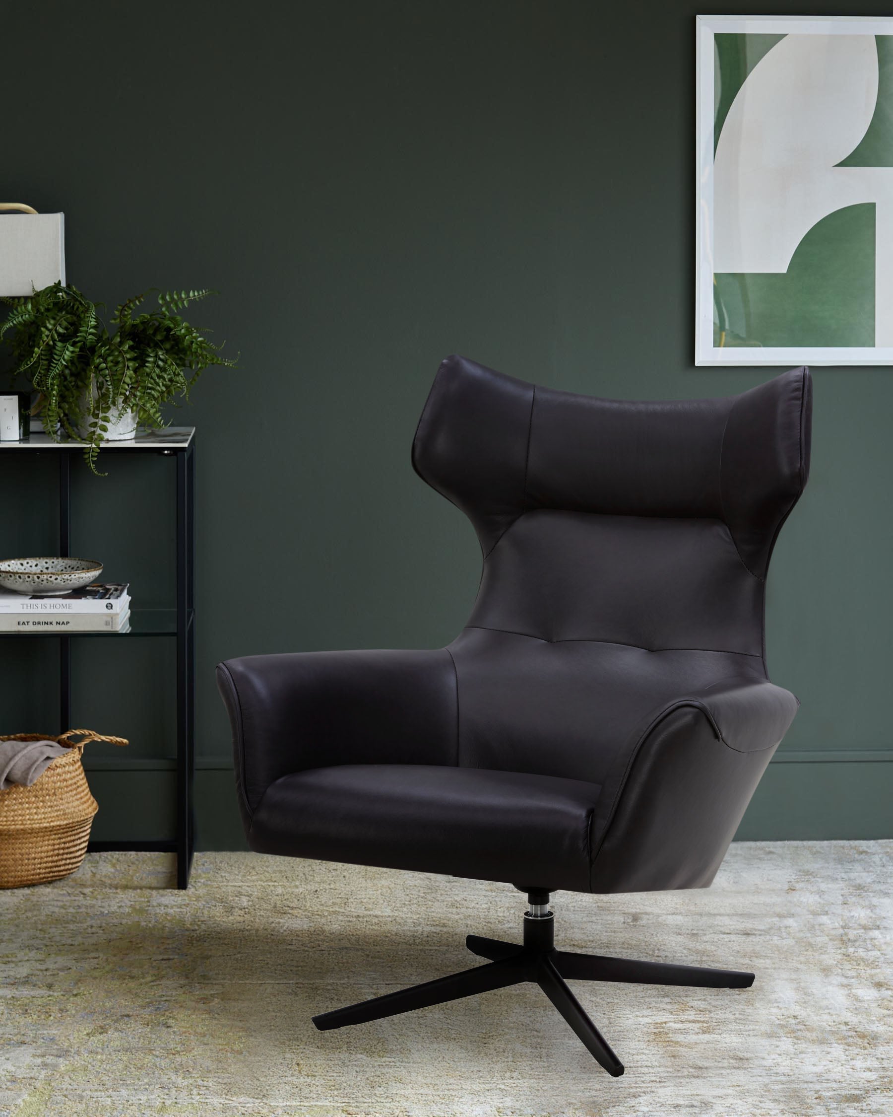 Reign black leather occasional chair