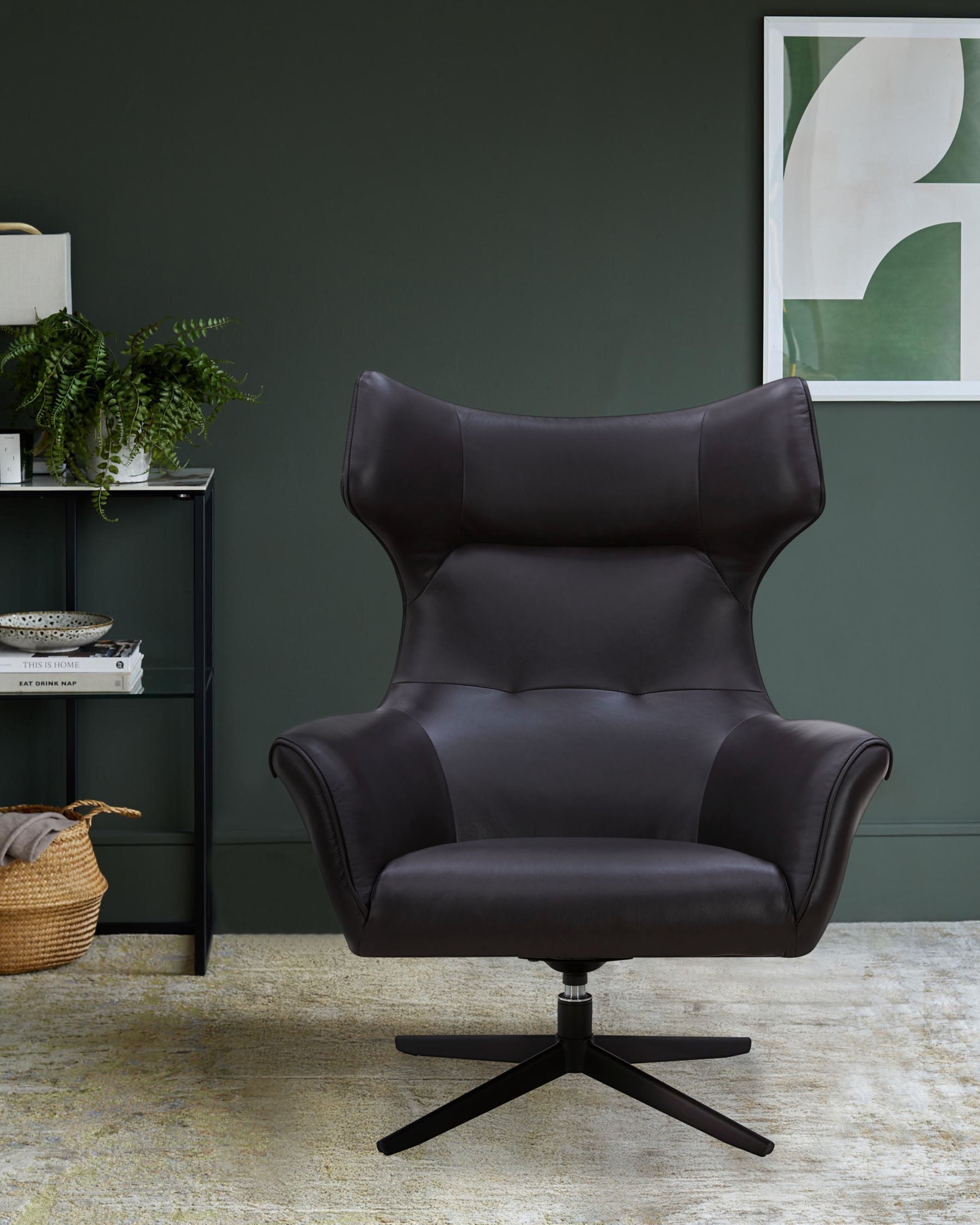 Reign black leather occasional chair