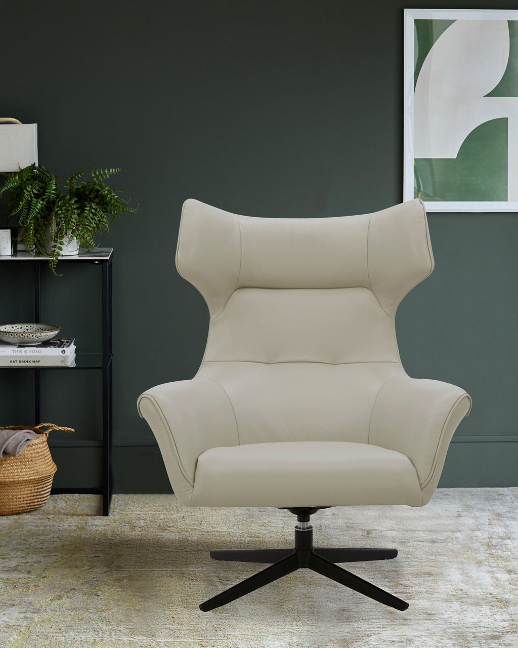 Reign natural grey leather occasional chair