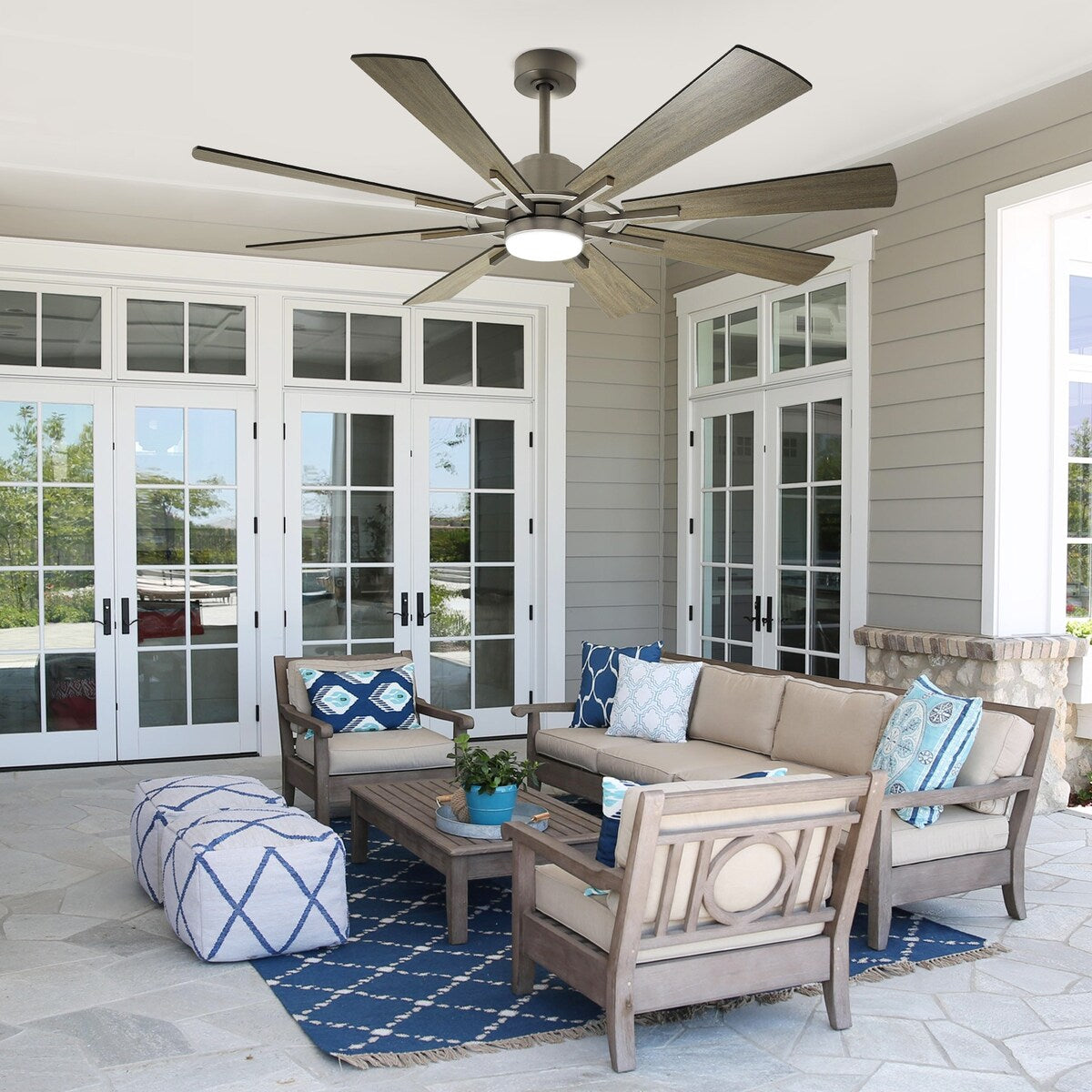 Remote Ceiling fan with Lights Large 8 Wooden Blades