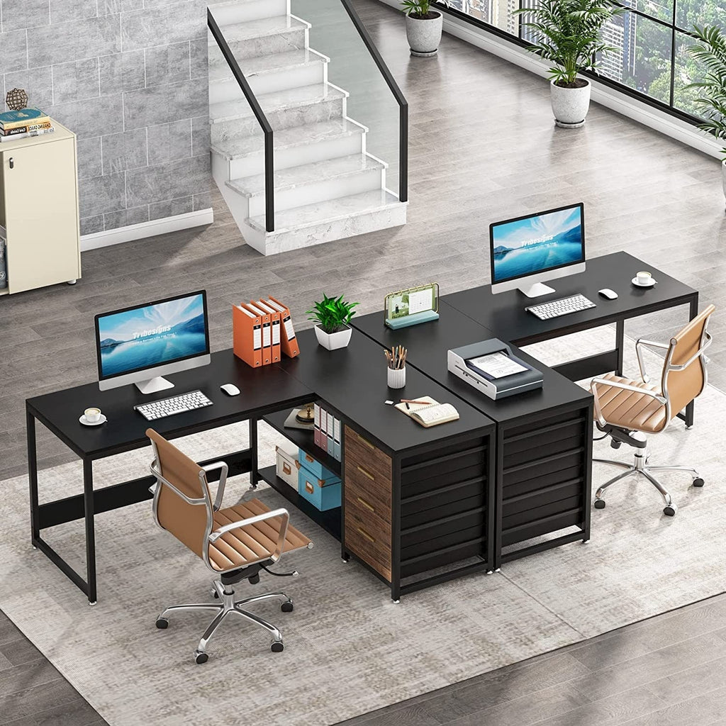 Reversible L-Shaped Office Desk Computer Desk Sturdy Writing Table Workstation