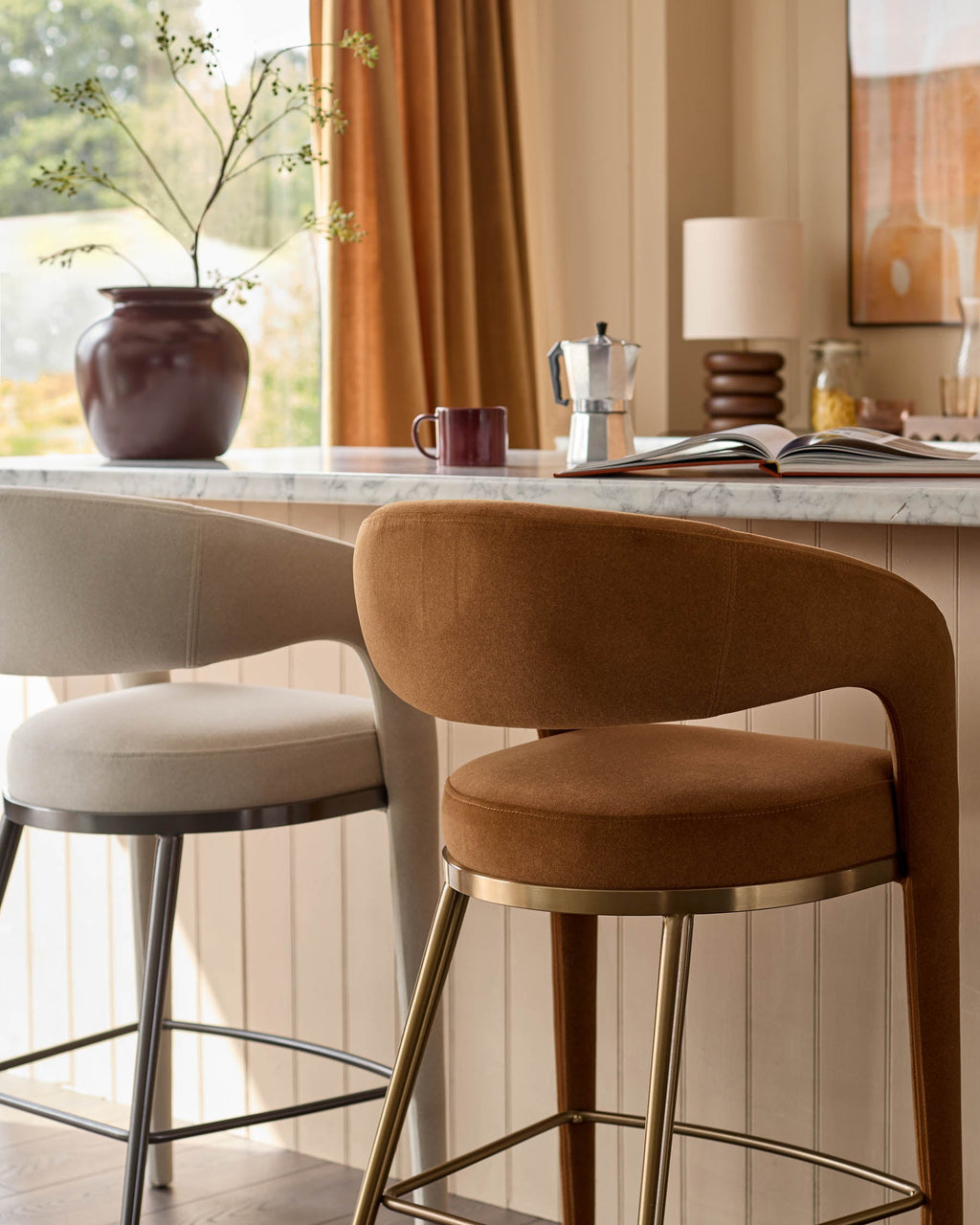 Rhett cream fabric bar stool