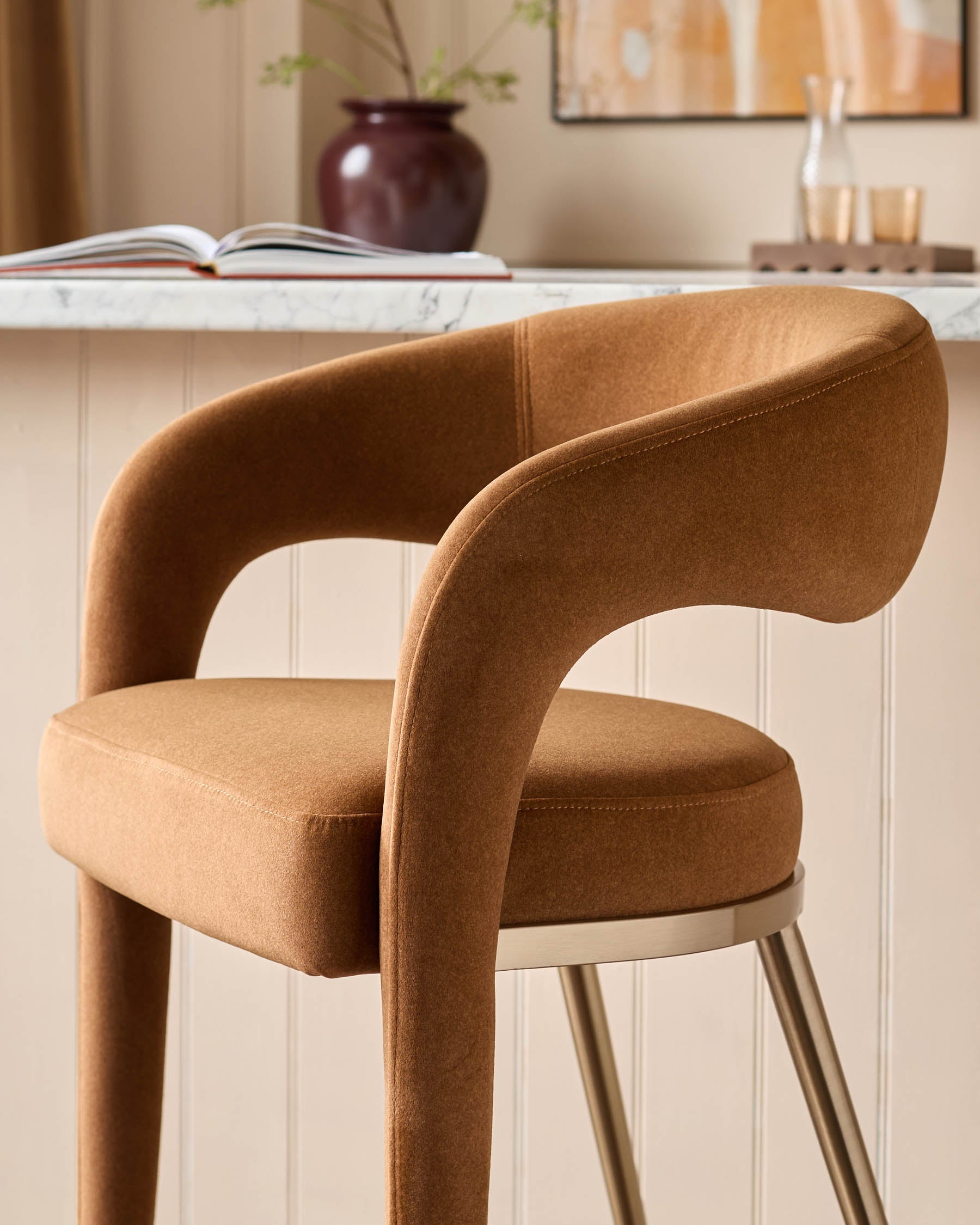 Rhett caramel fabric bar stool
