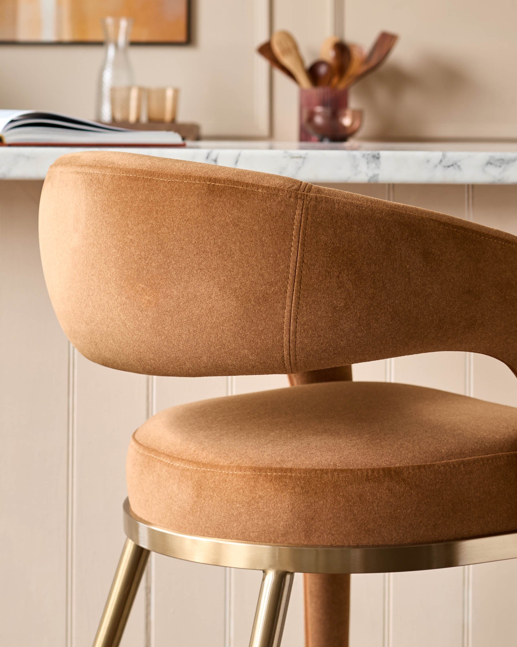 Rhett caramel fabric bar stool