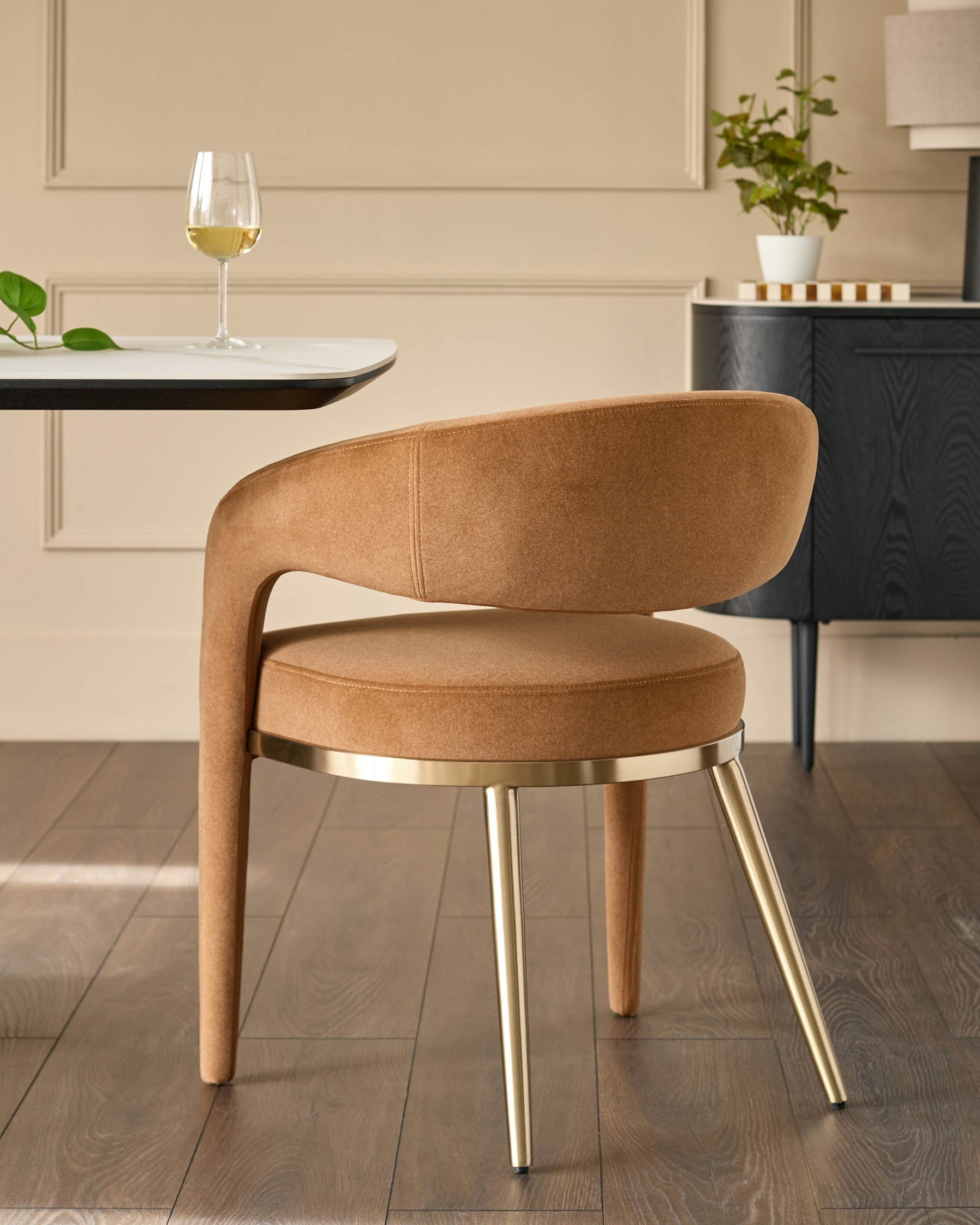 Rhett caramel fabric dining chair