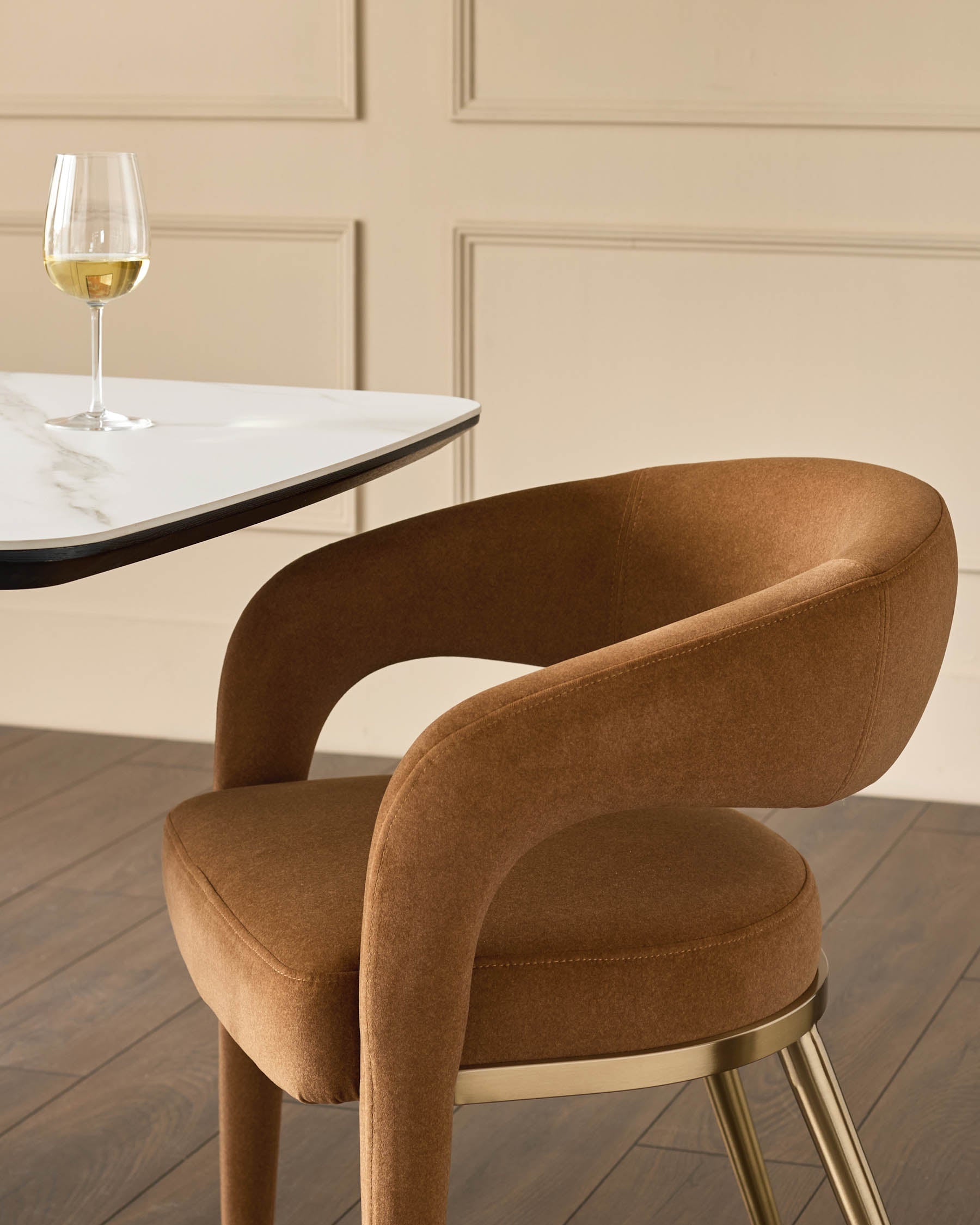 Rhett caramel fabric dining chair