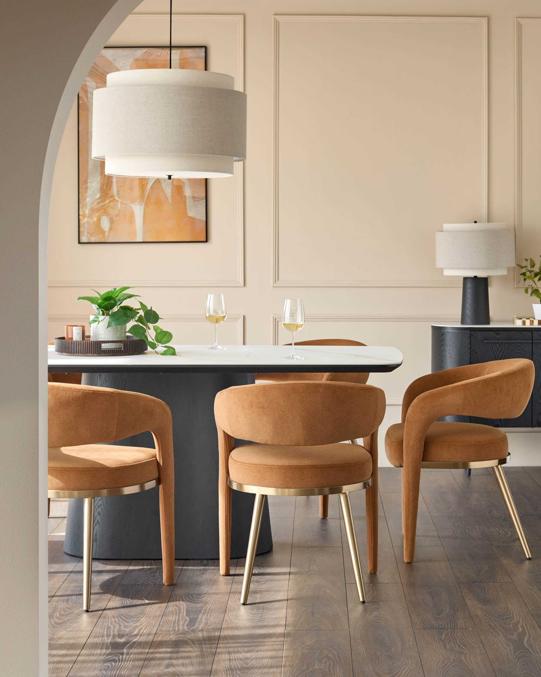 Rhett caramel fabric dining chair