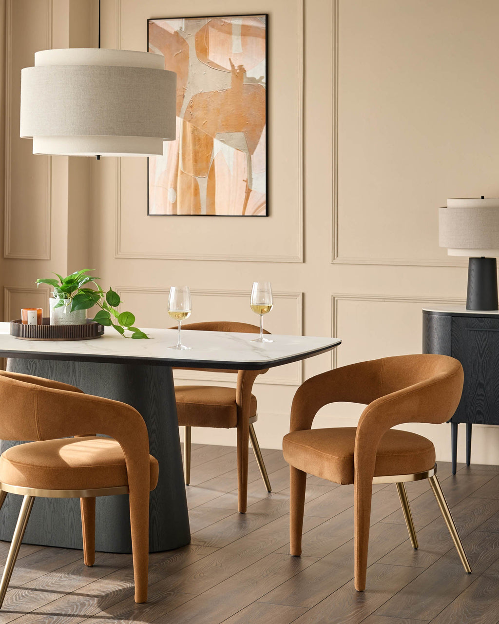 Rhett caramel fabric dining chair