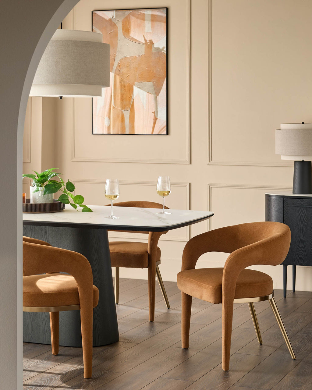 Rhett caramel fabric dining chair