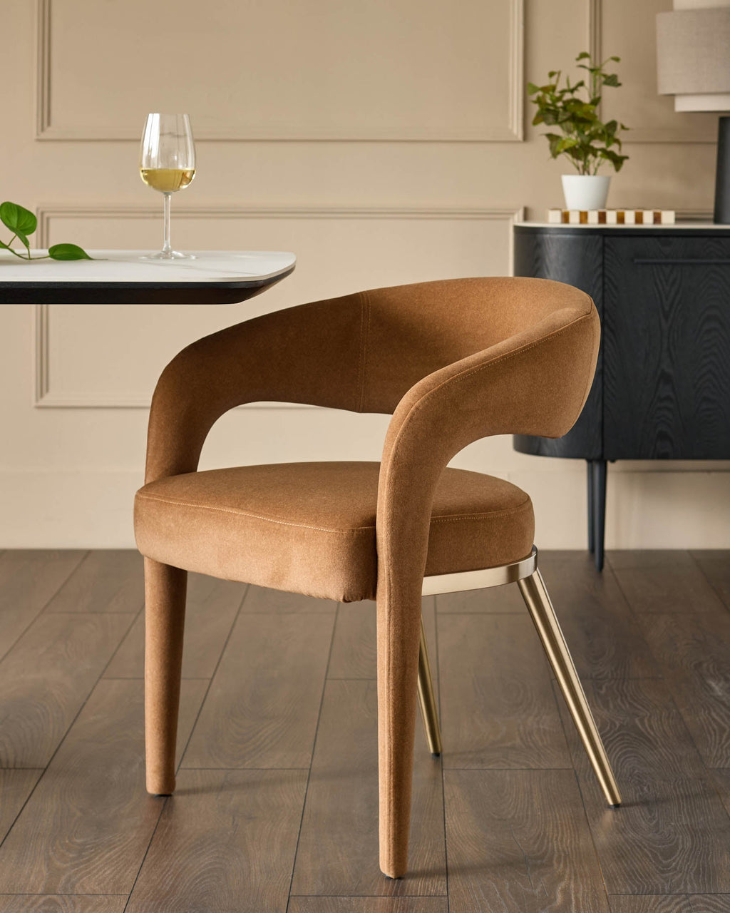 Rhett caramel fabric dining chair