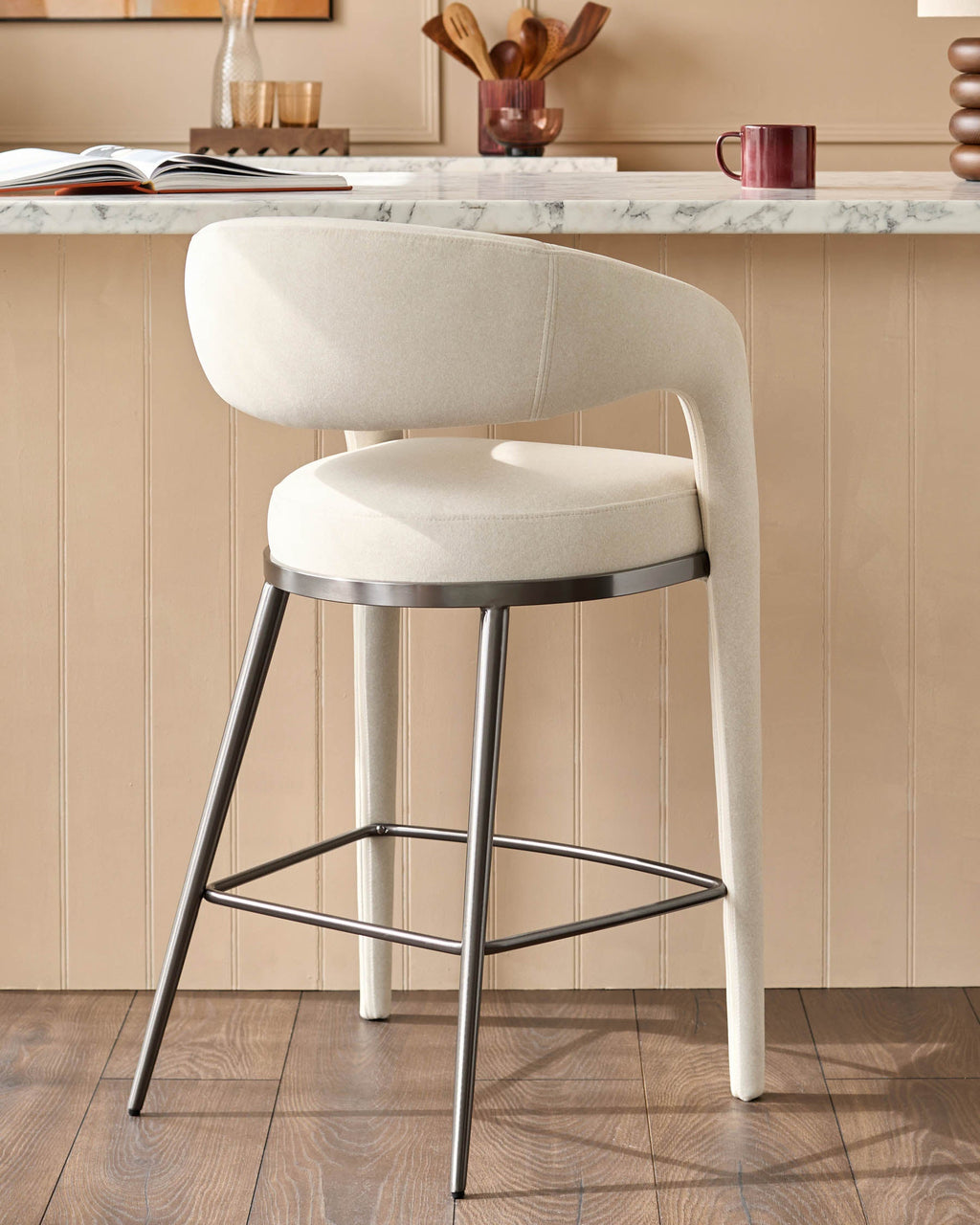 Rhett cream fabric bar stool