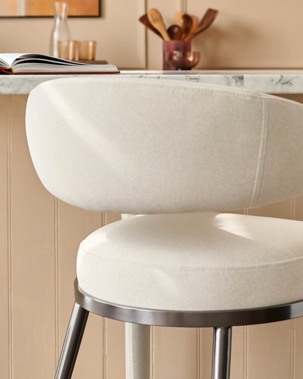 Rhett cream fabric bar stool