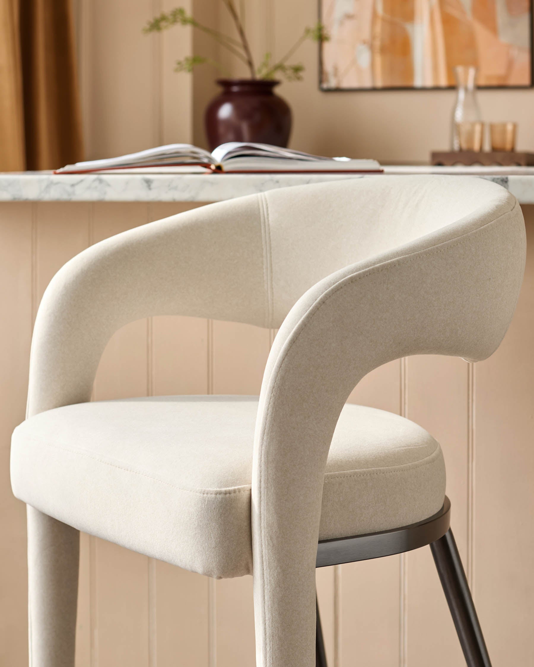 Rhett cream fabric bar stool