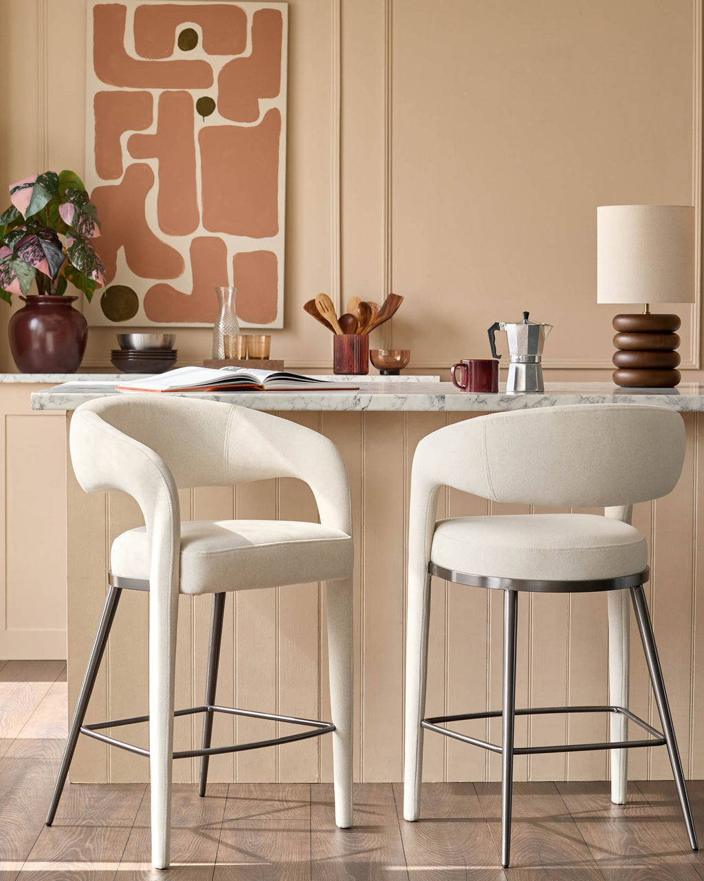Rhett cream fabric bar stool